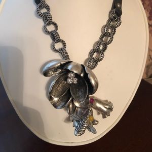 Silver Flower and Bell Necklace